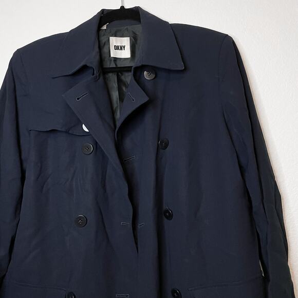 VINTAGE DKNY Navy Blue Double Breasted Coat - Picture 10 of 14